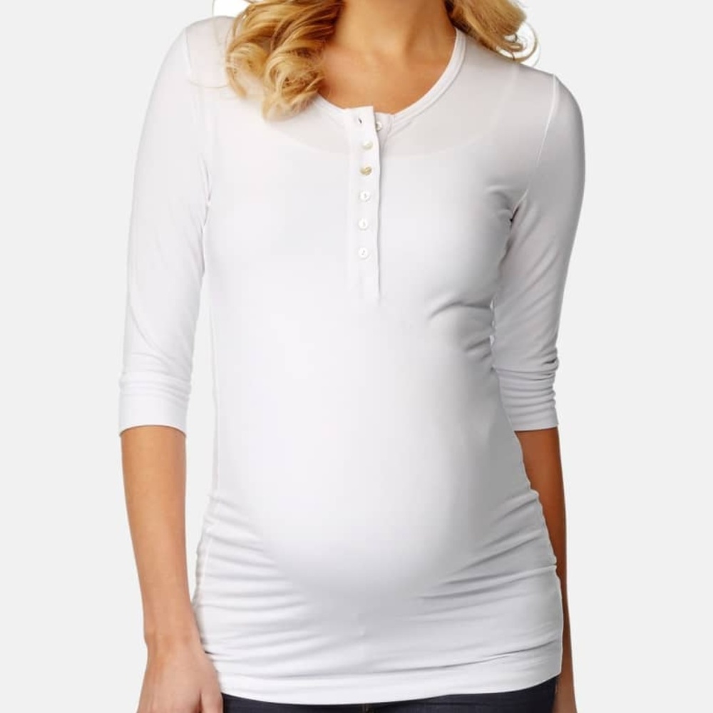 NWT Rosie Pope White Henley Maternity Top, Small